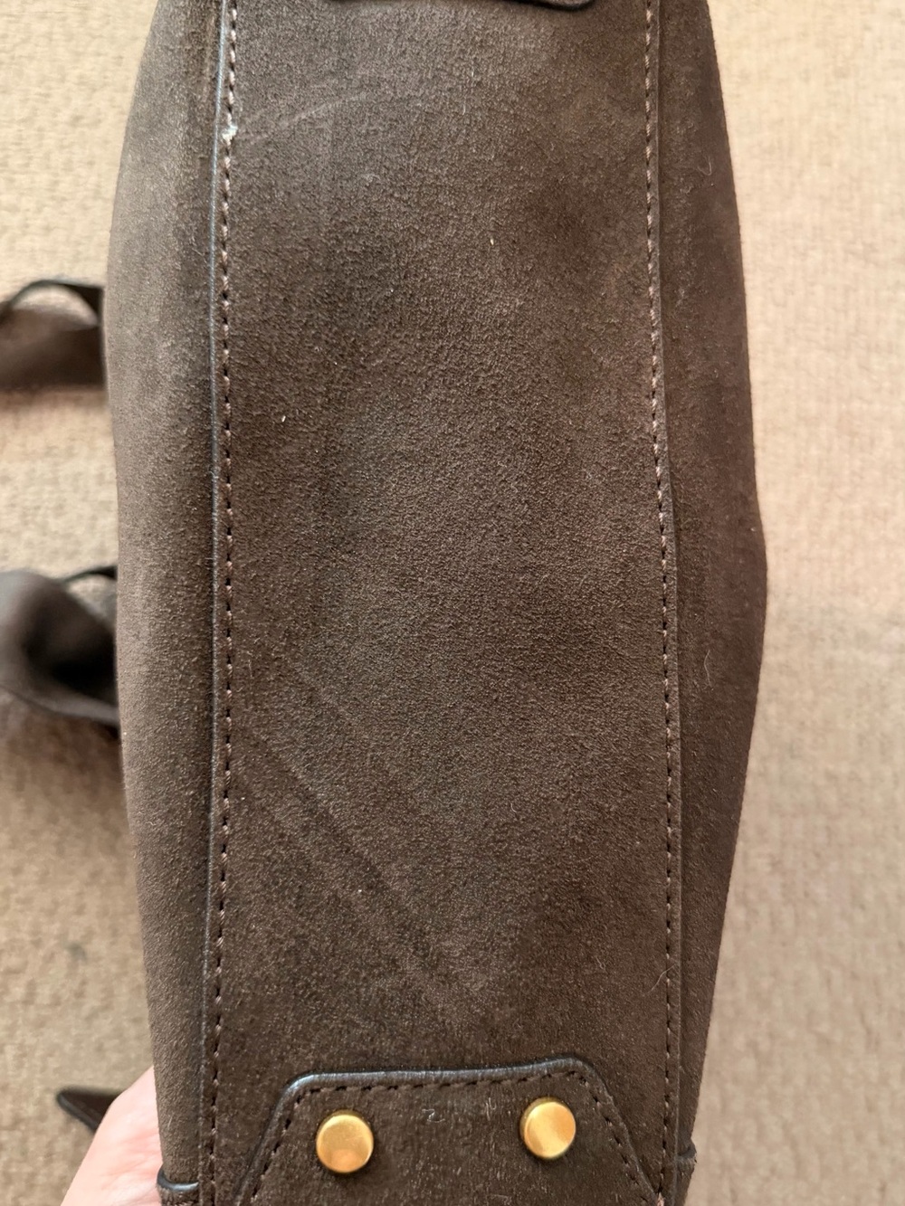 NWT rag & bone Belize Small Shopper Bag, Dark Espresso Suede — Retail $378 - Picture 3 of 5